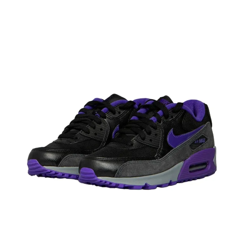 Nike Air Max 90 Anti Slip Wear Resistant Low Top Casual Running Shoes Women's Black Purple-1