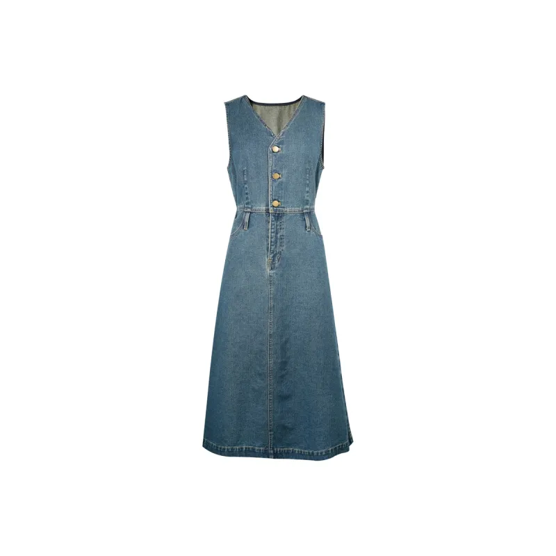3COLOUR Sleeveless Dresses Women's Blue Black-0