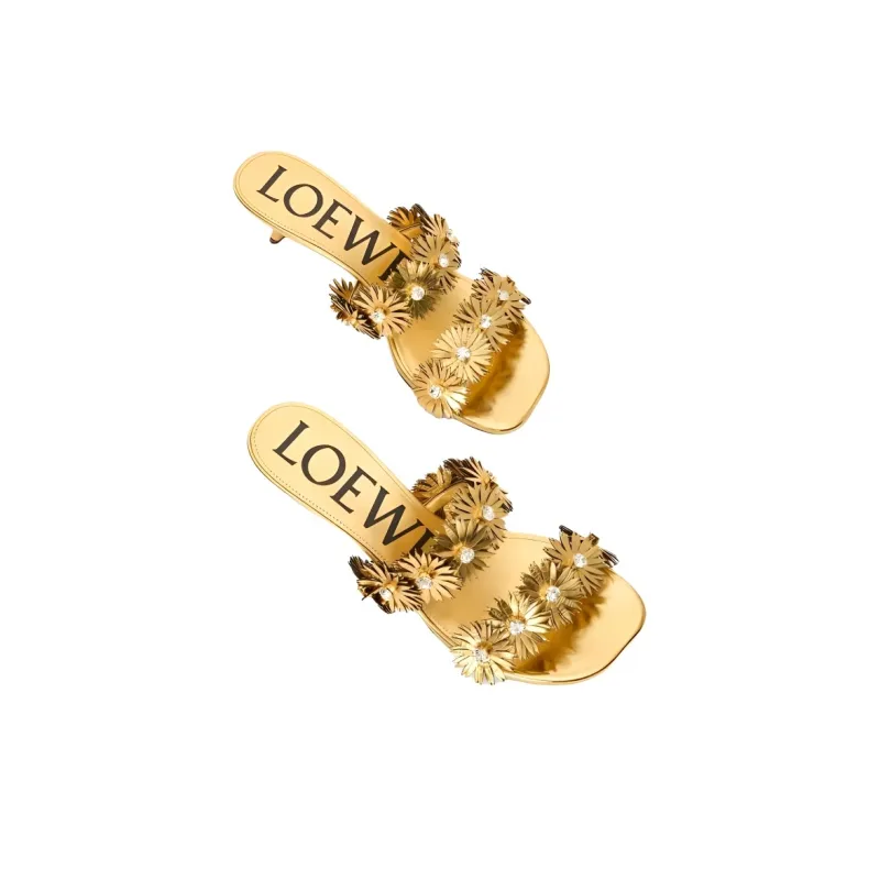 LOEWE Petal Rubber Sole Slip Resistant Slide Slippers 4.5cm Women's Gold-3