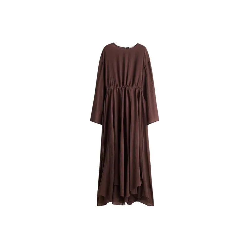 H&M Long Sleeved Dress Women's Dark Brown-0