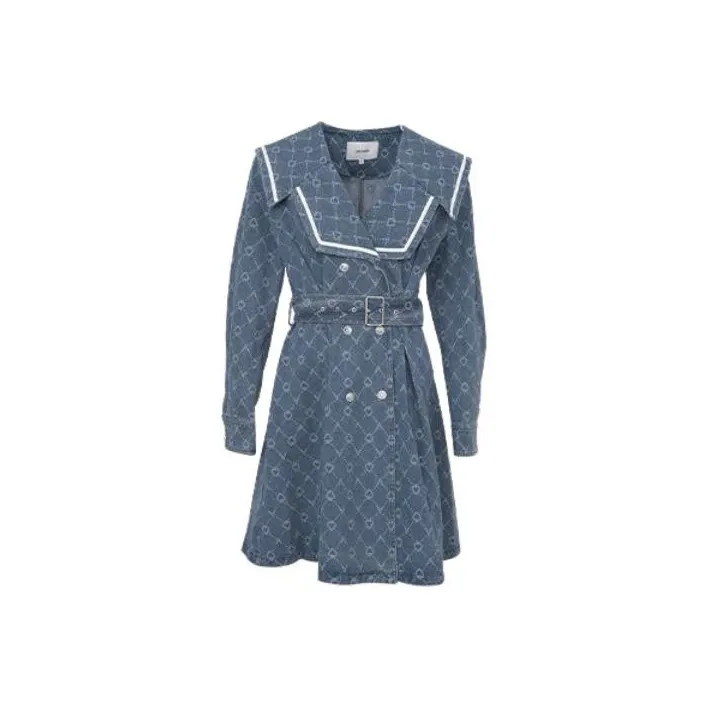 LOFT SHINE Long-Sleeved Dresses Women's Denim Blue-0