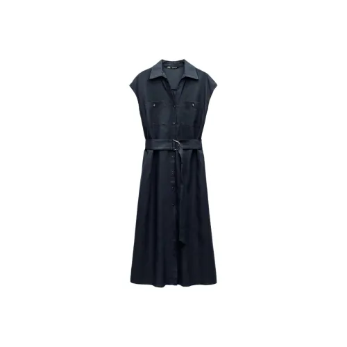 ZARA Short-Sleeved Dresses Women's Blue