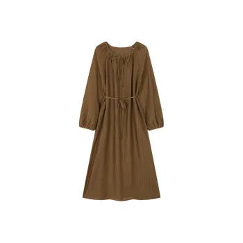 Mo Han Yi Mei Long Sleeved Dresses Women's Mocha
