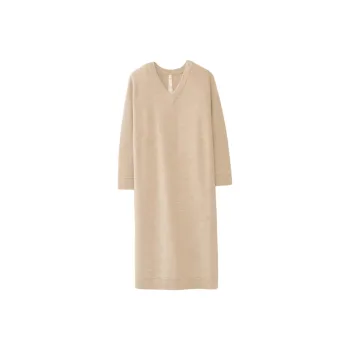 Lauren Manoogian FW24 WIDE V NECK DRESS Long-Sleeved Dresses Women's ECRU/Natural