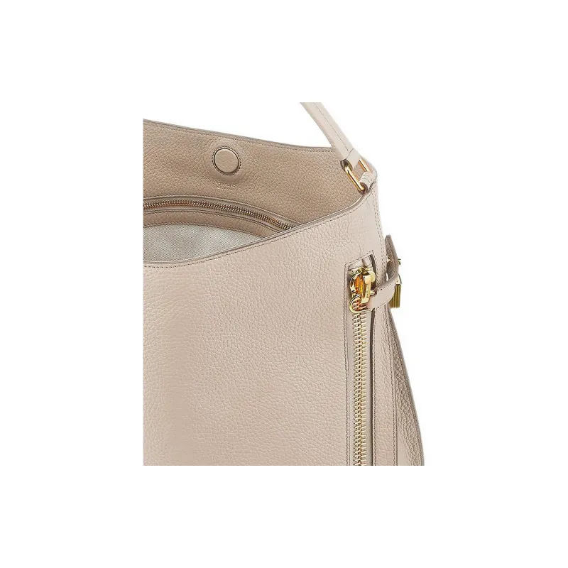 TF ALIX Grain Leather Handbag Women's Taupe-4