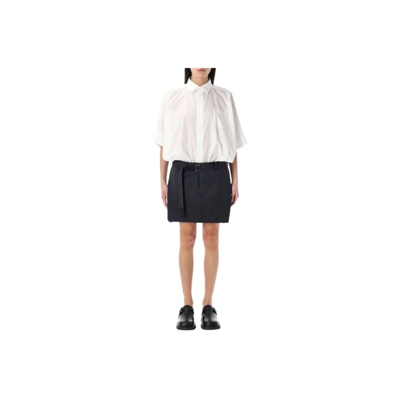 Sacai Belted Mini Shirt Dress-0