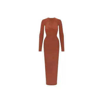 SKIMS FW24 FITS EVERYBODY CREW NECK LONG SLEEVE DRESS Long-Sleeved Dresses Women's SAFFRON/Saffron