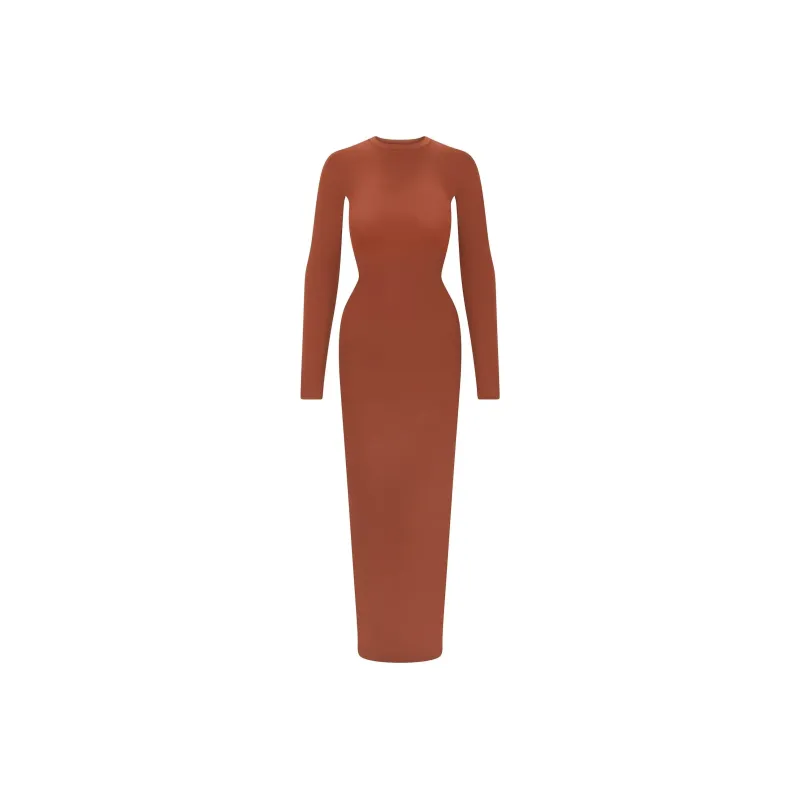SKIMS FW24 FITS EVERYBODY CREW NECK LONG SLEEVE DRESS Long-Sleeved Dresses Women's SAFFRON/Saffron-0