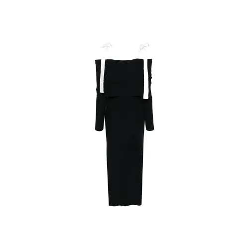Rotate Off shoulder Knitted Maxi Dress