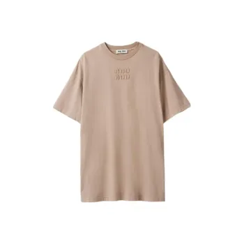 MIU MIU SS24 Short Sleeved Dresses Women's Camel