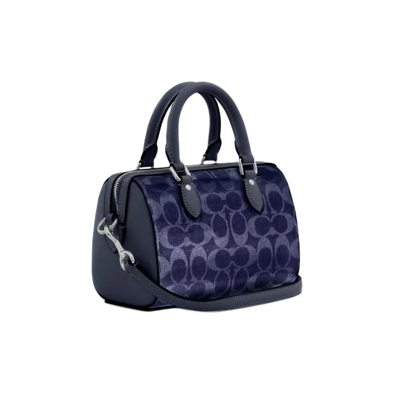 COACH Canvas Shoulder Bag, Crossbody Bag, Handbag Trumpets Women's Dark Blue-1