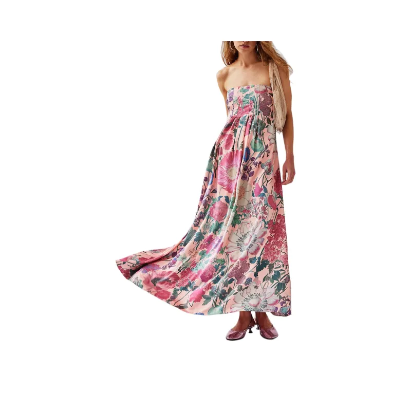 FREE PEOPLE Botanical Maxi Dress Sleeveless Dress Women's Pink Combo/Pink Combo-0