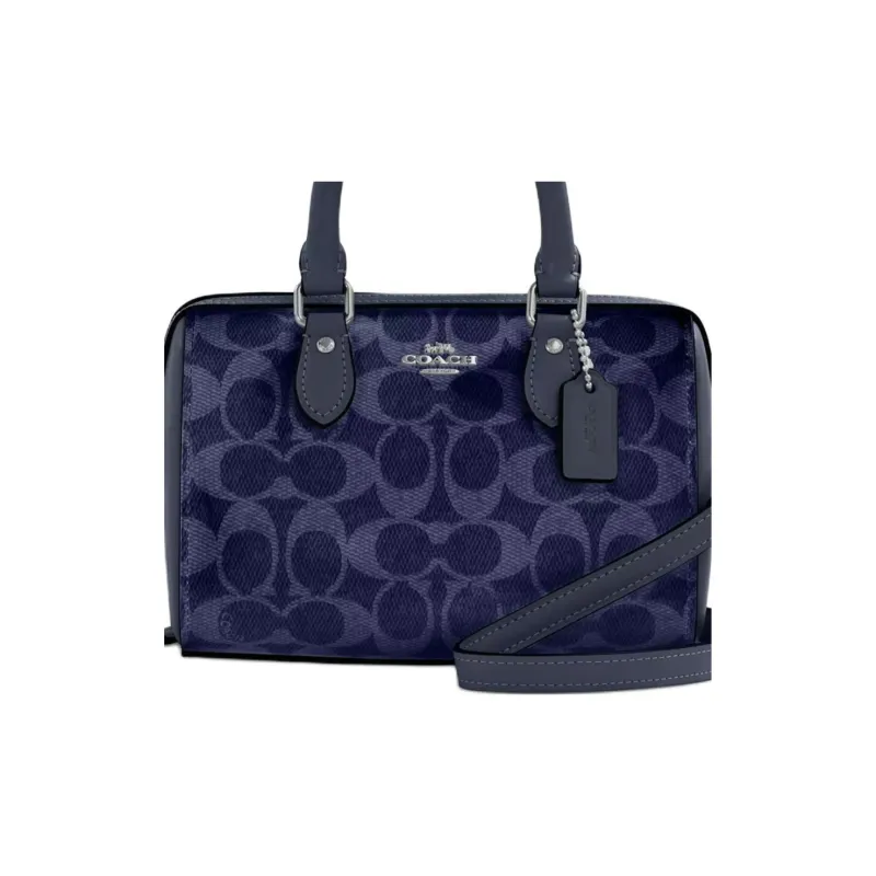COACH Canvas Shoulder Bag, Crossbody Bag, Handbag Trumpets Women's Dark Blue-3