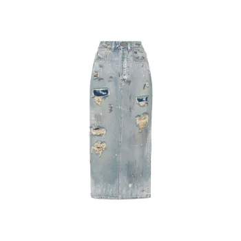 Vetements Distressed effect Denim Midi Skirt