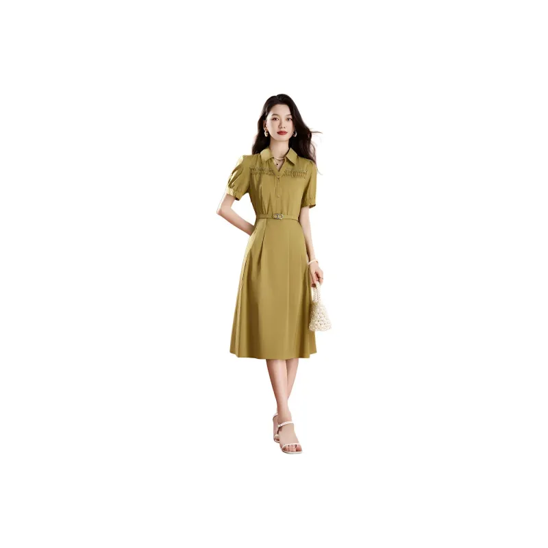 Mylan Short Sleeved Dresses Women's Khaki-0