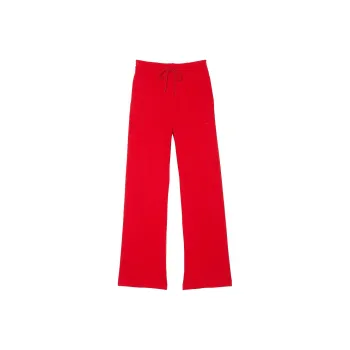 Victoria's Secret PINK Ivy Fleece Wide-Leg Sweatpants/BV Knitted Sports Pants Women's Bright Vermilion