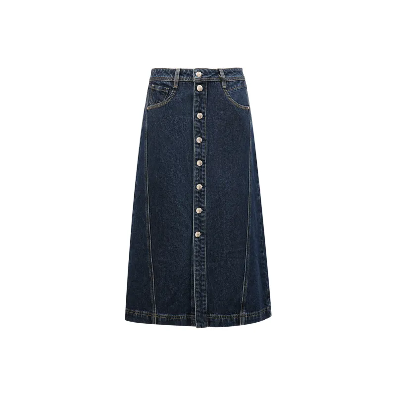 ONLY Denim Long Skirts Women's J35 510 Washed Denim Blue-0