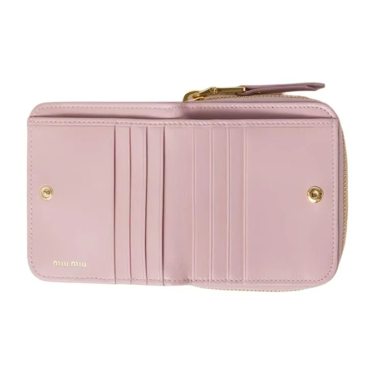 MIU MIU Matelassé Lambskin Wallet Trumpets Women's Pink-3