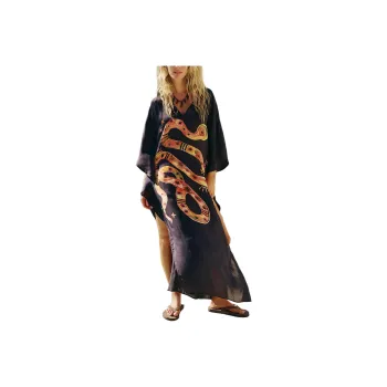FREE PEOPLE Galleon Kaftan Long-Sleeved Dresses Women's Black
