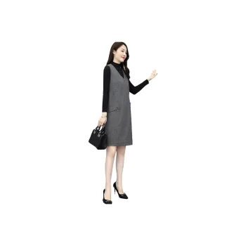 Cypress House Sleeveless Dress Women's Black Gray Herringbone