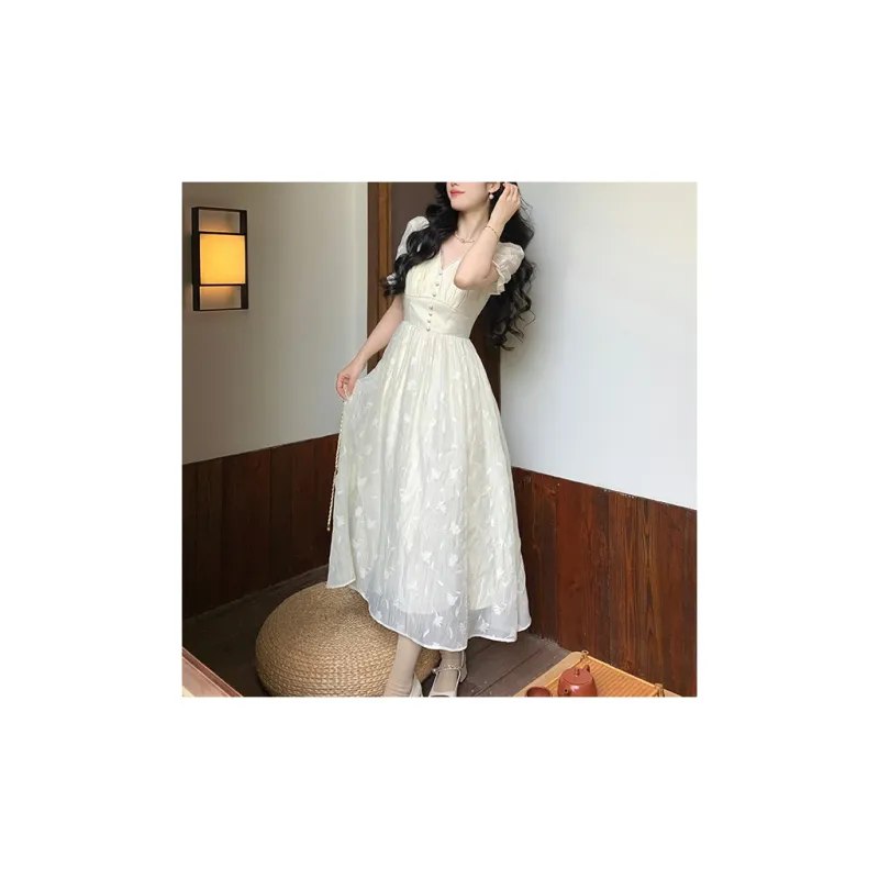 Blovelan Short Sleeved Dresses Women's Gentle Apricots-2