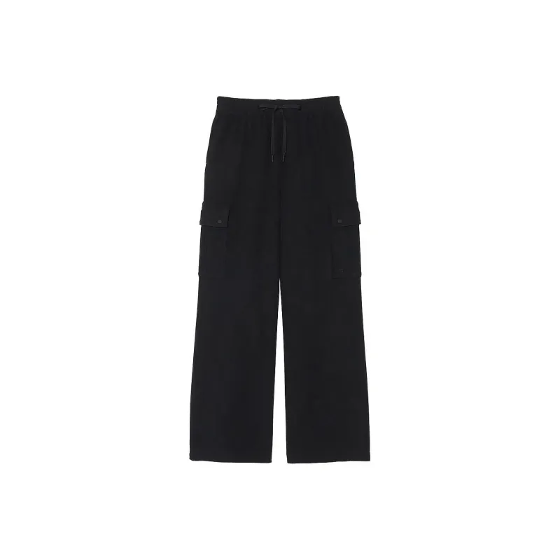 Victoria's Secret PINK PINK Micro Fleece Wide-Leg Cargo Pants/Pure Black Cargo Pants Women's Pure Black-0