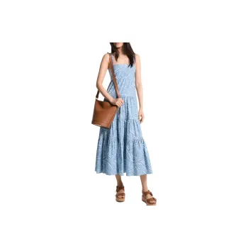 MICHAEL KORS Zebra Print Stretch Organic Cotton Poplin Dress