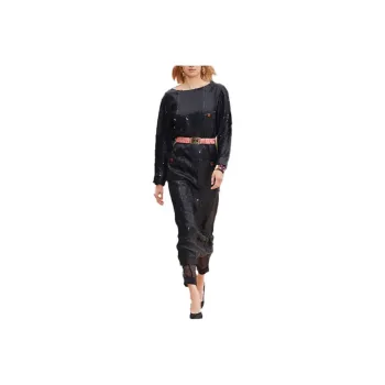 CHANEL Long-Sleeved Dresses Women's Black