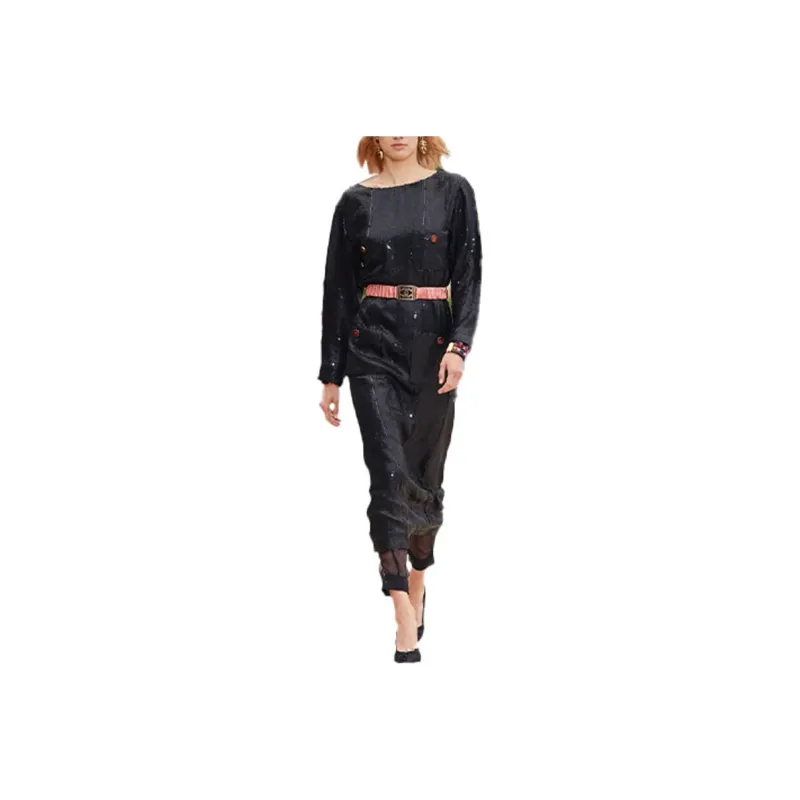 CHANEL Long-Sleeved Dresses Women's Black-0