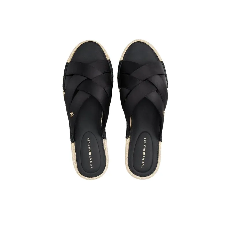 Tommy Hilfiger TH Monogram Rubber Sole Abrasion Resistant Slide Slippers Women's Black-3