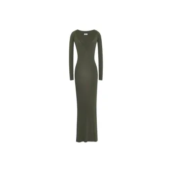 SAINT LAURENT V Neck Knitted Long Dress
