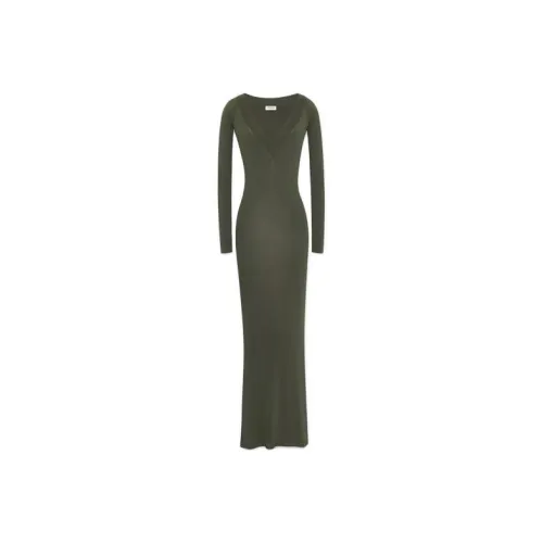 SAINT LAURENT V Neck Knitted Long Dress