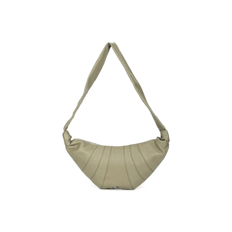 Lemaire Croissant Series Cow Leather Croissant Bag, Croissant Bag Shoulder Bag Medium Size Women's Gray Khaki-2