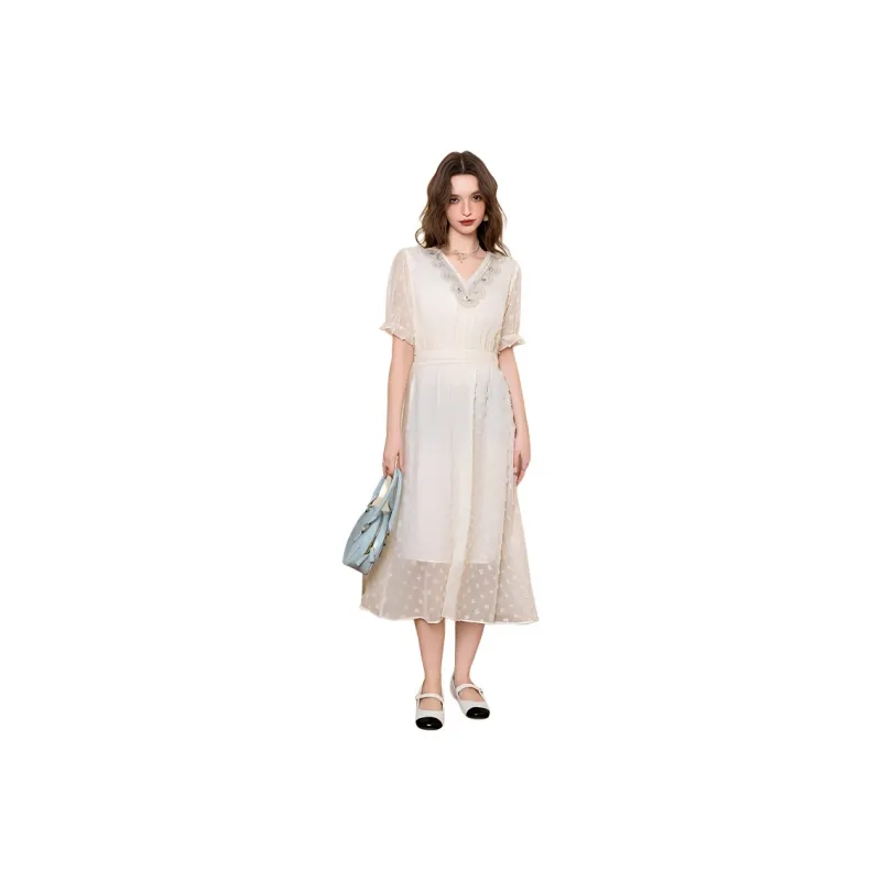 BANANA BABY Short Sleeved Dress Women's Apricot-0