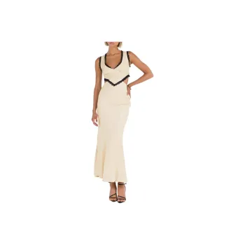PRINCESS POLLY KEILA LACE TRIM MAXI DRESS Sleeveless Dress Women's Cream Black