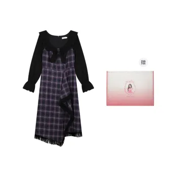 ANNIBUHUO Long Sleeved Dress Women's Purple