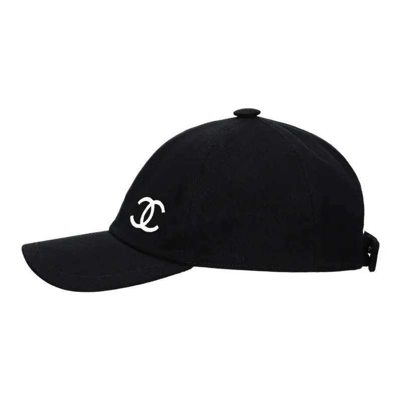 CHANEL Cotton Baseball Caps Women's Black-2