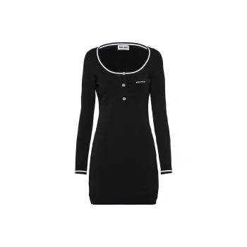 MIU MIU SS23 Long Sleeved Dress Women's Black