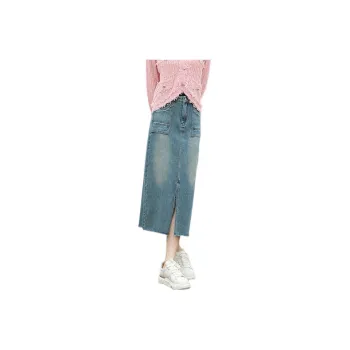 YUNGE Denim Long Skirts Women's Blue