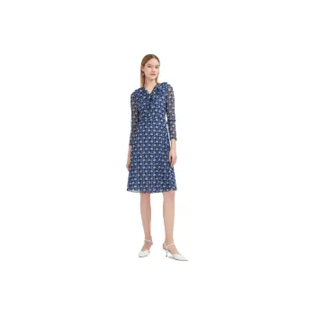 JZ. ANNAKRO Long Sleeved Dresses Women's Flower Lake Blue