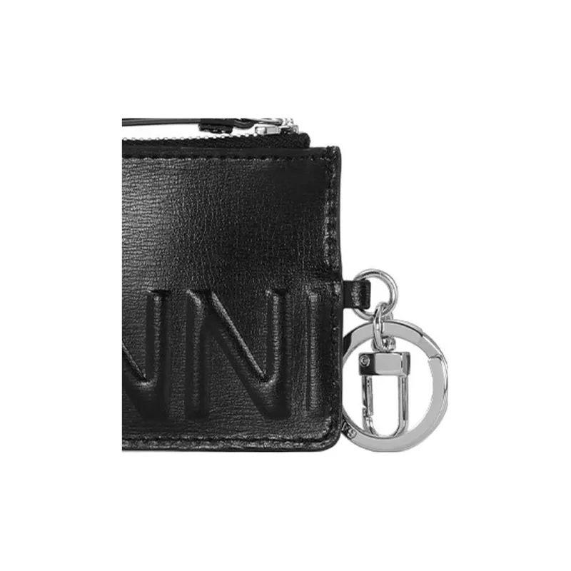 GANNI Smooth Matte Leather Wallets Coin Purses Women's Black-2