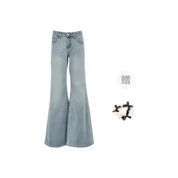 CPAURA Jeans Women's Light Blue+Bowknot Hair Tie Comes With