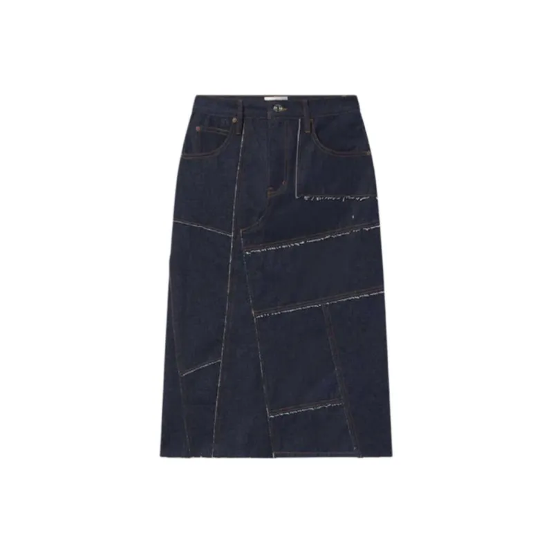 FRAME FW24 Denim Long Skirt Women's Dark Blue-0