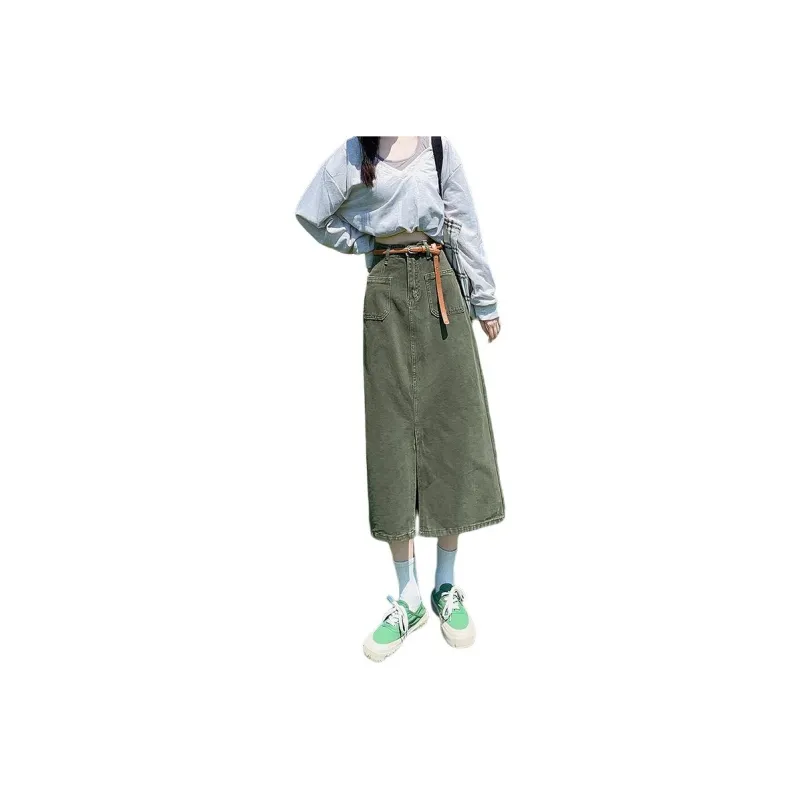 ZAZN Denim Long Skirts Women's Dark Blue-7