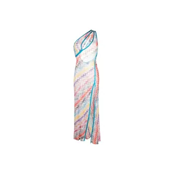 MISSONI Zigzag One-shoulder Beach Dress