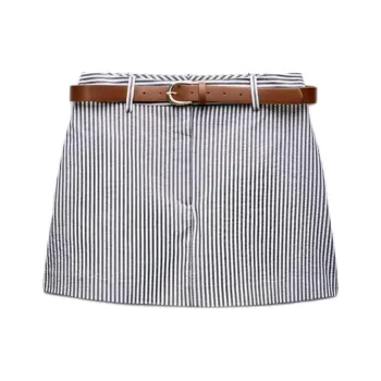 ZARA Casual Short Skirts Women's Gray White