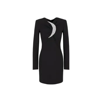 EMPORIO ARMANI Sheath Dress With Draping And Oversized Moon With Rhinestones