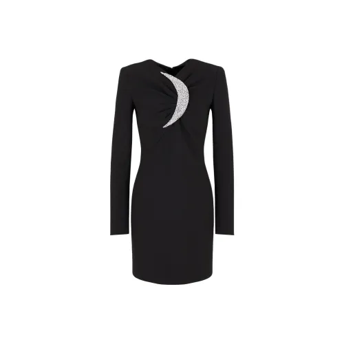 EMPORIO ARMANI Sheath Dress With Draping And Oversized Moon With Rhinestones