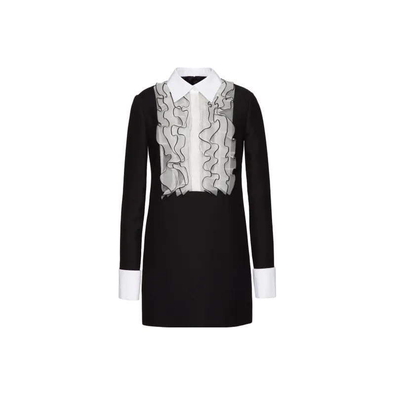 Valentino Ruffled Long-Sleeved Mini Dress-0