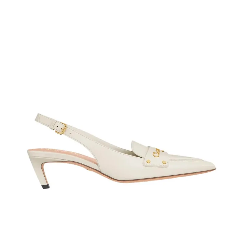 DIOR Boy Slim Heel High Heels 5cm Women's White-1
